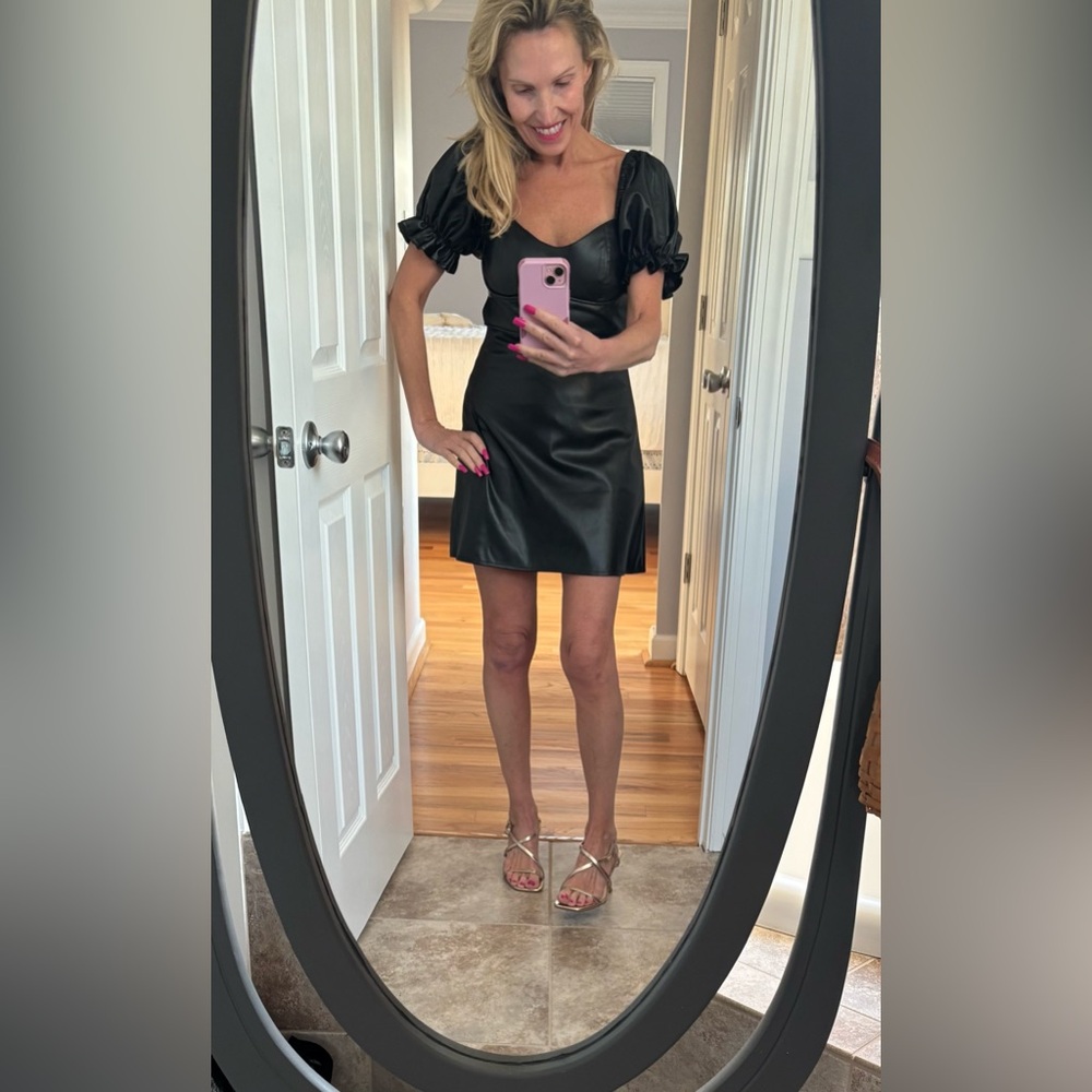 Forever 21 Black leather, look Mini Dress